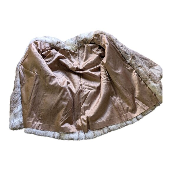 Vintage 80s Faux Fur Coat L Large White Spotted Lynx Animal Print Snow Leopard - Picture 7 of 7